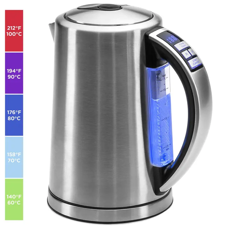 1.7-Liter Stainless Steel Electric Kettle With Led Display And Auto Shut-Off Safety 1