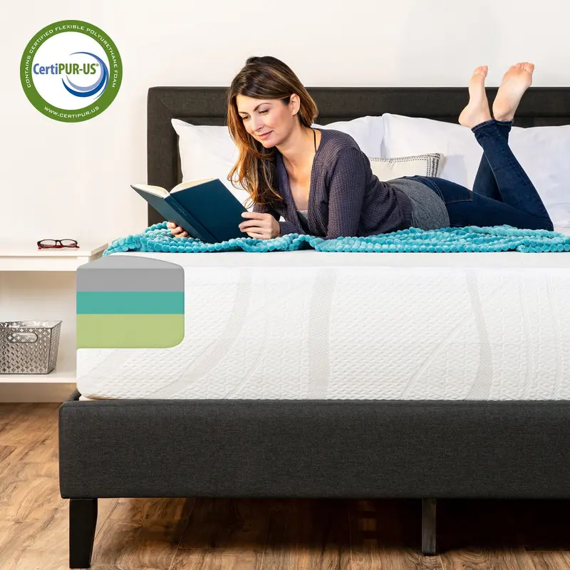 12-Inch Medium-Plush Gel-Infused Memory Foam Mattress – Green Tea & Bamboo Charcoal Cooling Layer 1