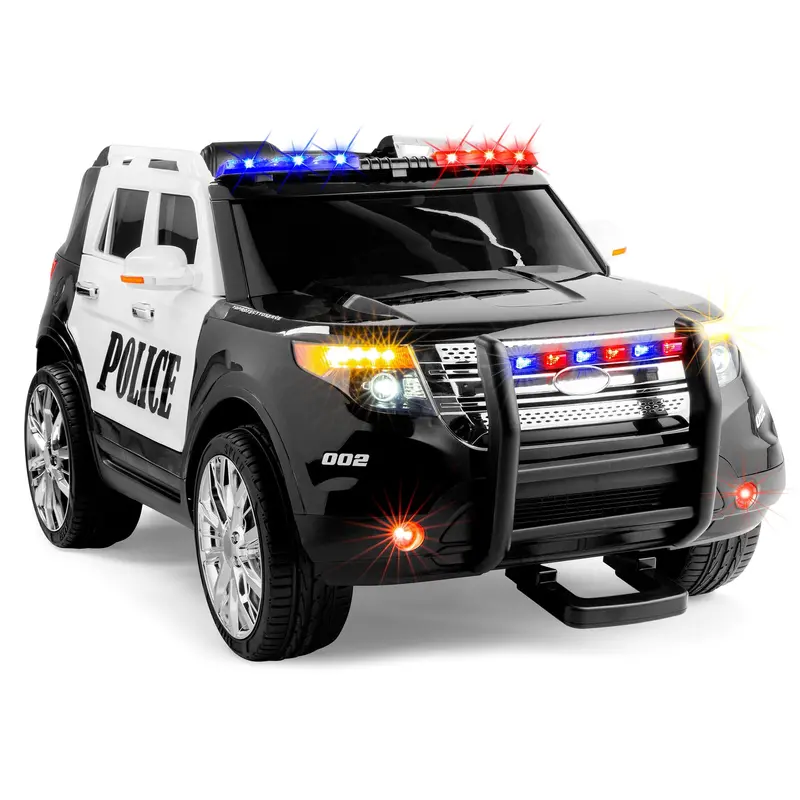12V Battery-Powered Kids’ Police Ride-On Suv – Dual-Speed, Flashing Lights, Siren Sounds, And Aux Input 1