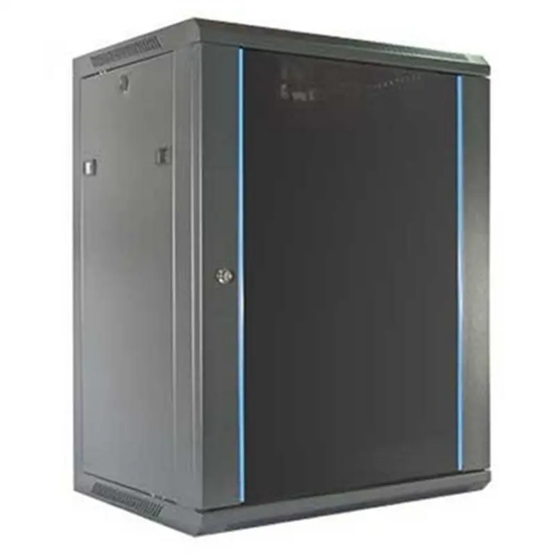 15U Wall-Mounted Rack Cabinet With 2Lan Configuration – Matte Black Finish 1