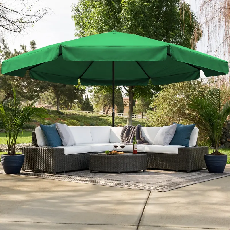 16-Foot Market-Style Patio Umbrella With Cross Base, Crank Lift, And Aluminum Pole 3