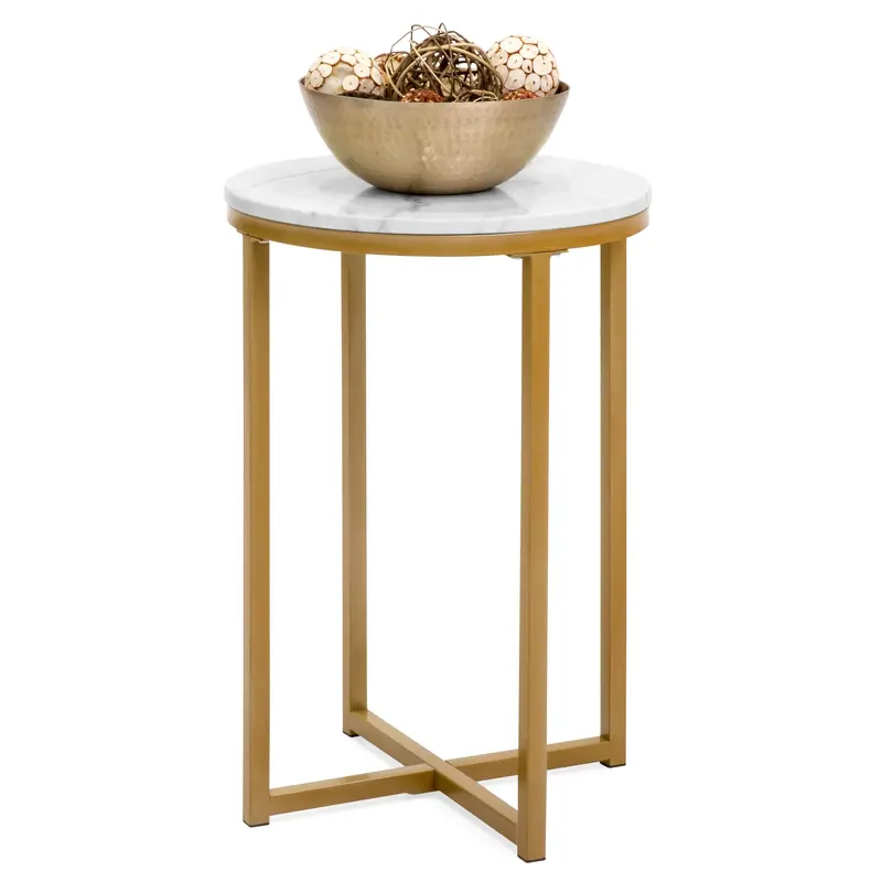 16" Round Side Table With Faux Marble Surface 1