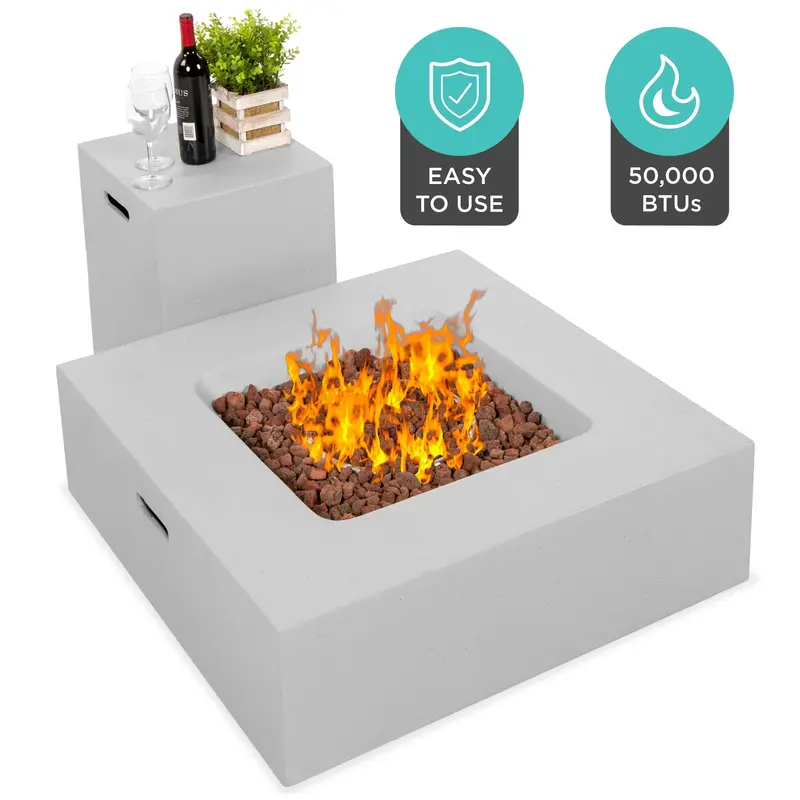 35X35-Inch Square Propane Fire Pit Table With 40,000 Btu Output, Hidden Gas Tank Compartment, And Protective Cover 1