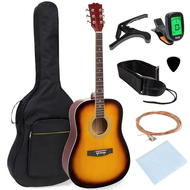 41In Acoustic Guitar Starter Bundle – Includes Tuner, Padded Case, Strap & Picks 2