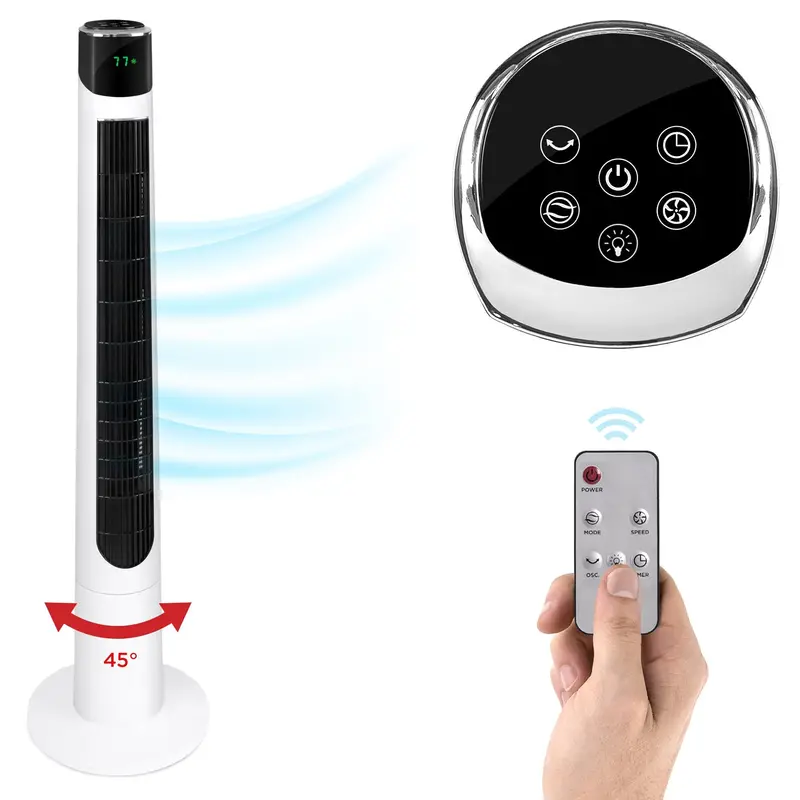 47-Inch Oscillating Tower Fan With Remote, 3 Speeds, Timer & 3 Quiet Operation Modes 1