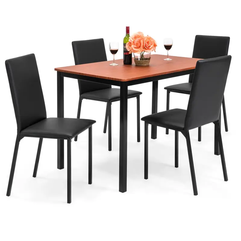 5-Piece Dining Set Featuring 4 Faux Leather Upholstered Chairs 1