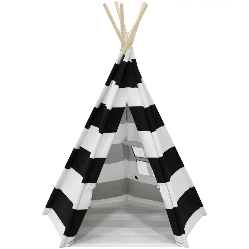6-Foot Pentagon Cotton Teepee Tent For Kids – Includes Mesh Ventilation & Carry Bag 1