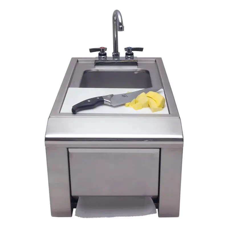 Alfresco 14-Inch Outdoor Prep And Wash Sink With Integrated Towel Dispenser 1