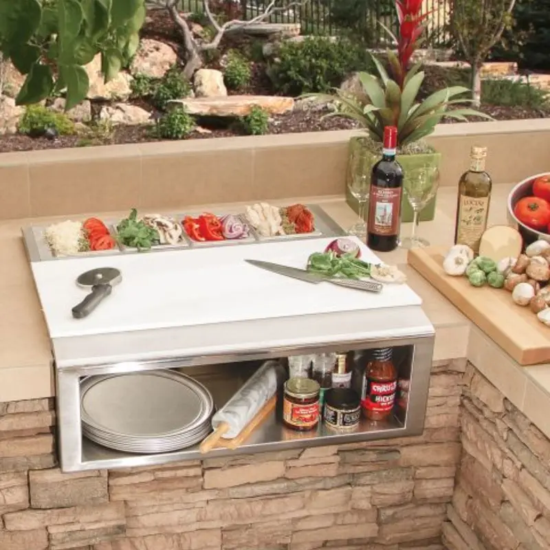 Alfresco 30-Inch Pizza Prep And Garnish Rail For Outdoor Cooking Stations 1