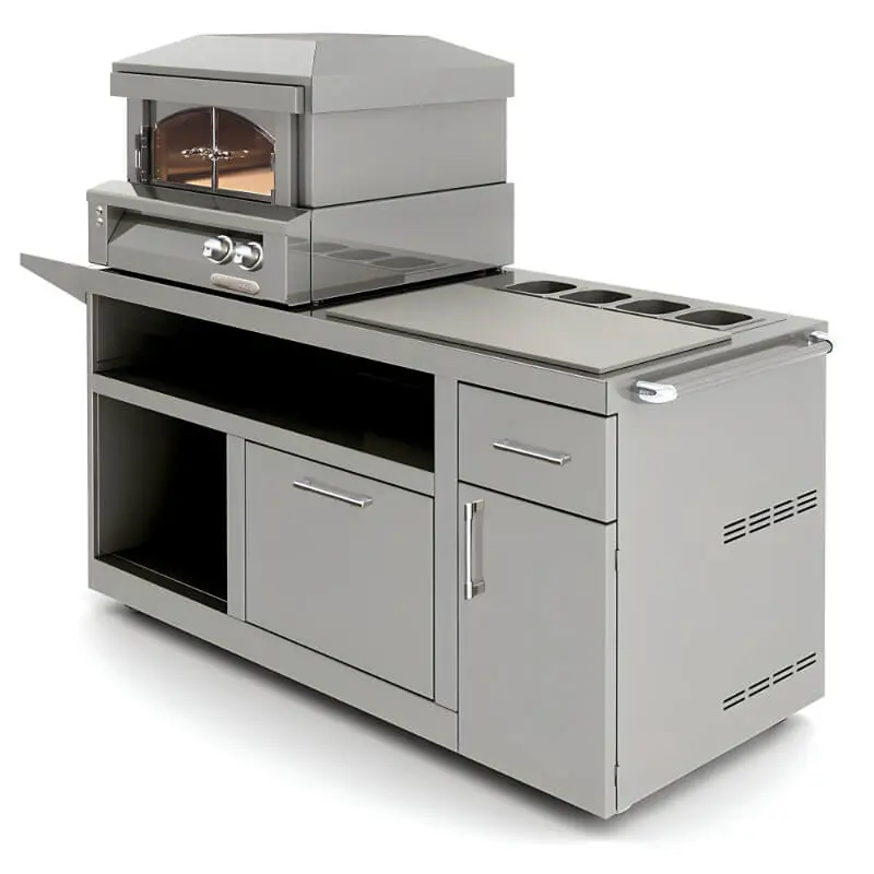 Alfresco Deluxe Pizza Oven Prep Cart – Stainless Steel Mobile Station (Axe-Pza-Ppc) 1