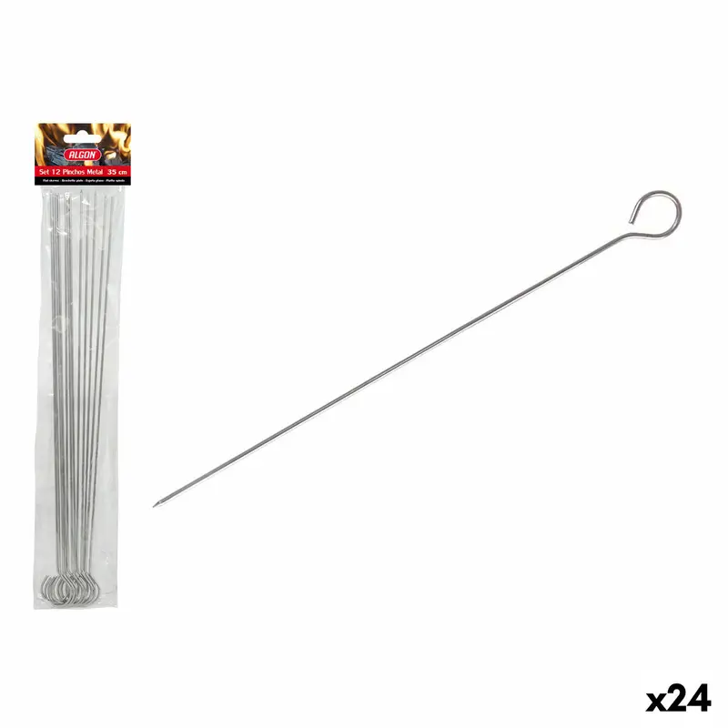 Algon 35Cm Premium Metal Skewer Set For Grilling – 12-Piece, Pack Of 24 1