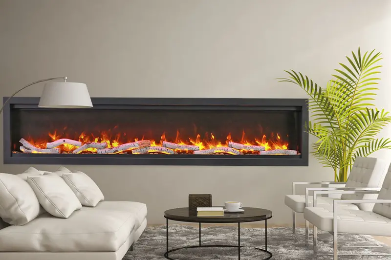 Amantii Symmetry Bespoke 100-Inch Linear Electric Fireplace – Indoor/Outdoor, Wall-Mount Or Recessed 1