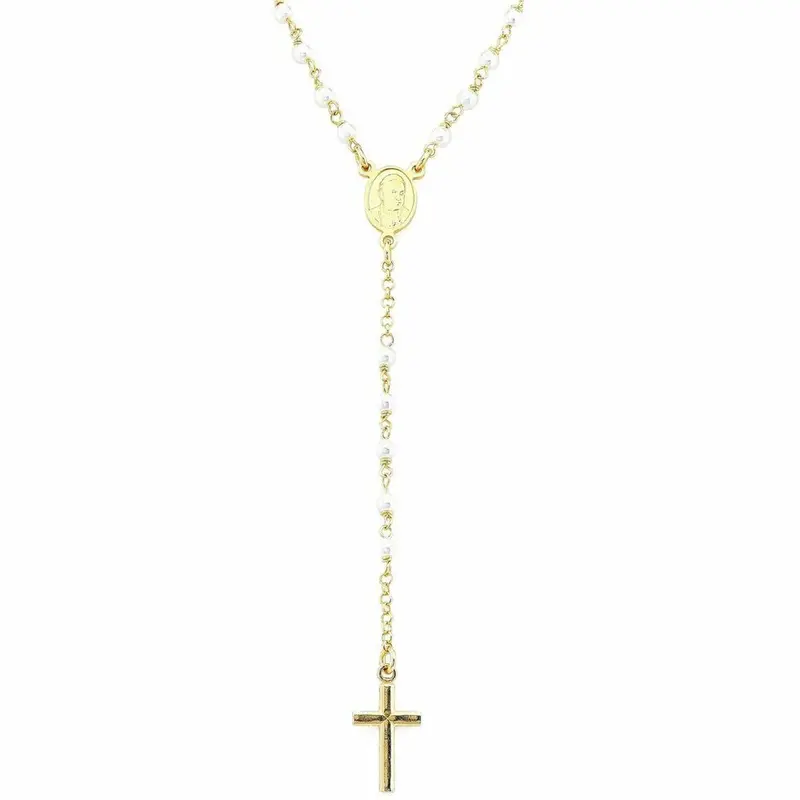 Amen Croce E Papa Pendant Necklace – Faith-Inspired Ladies' Gold-Tone Jewelry 1