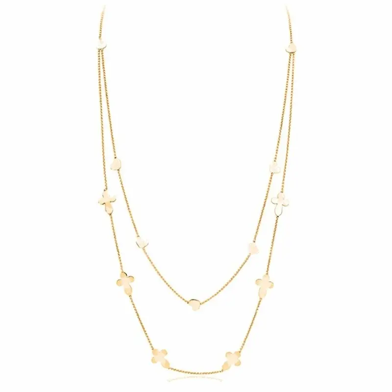 Amen Doppia Croci Cuori Necklace – Dual-Pendant Ladies' Elegant Jewelry 1