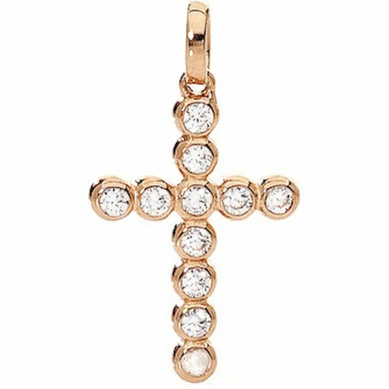 Amen Piccola Croce Necklace – Rose Gold-Plated Silver Pendant With Zirconia 1
