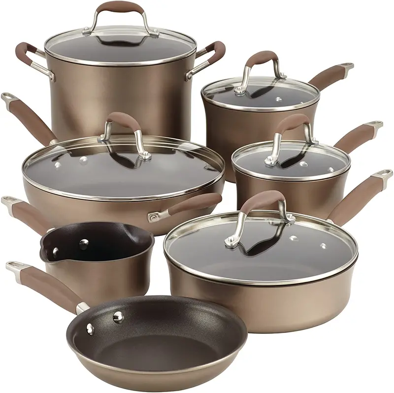 Anolon Advanced 12-Piece Hard-Anodized Cookware Set – Bronze Nonstick Finish 1