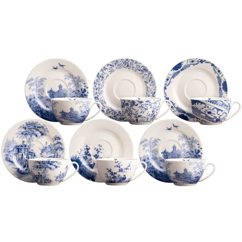 Aynsley Archive Blue Teacup And Saucer Set – 6-Piece Classic Tea Service 1
