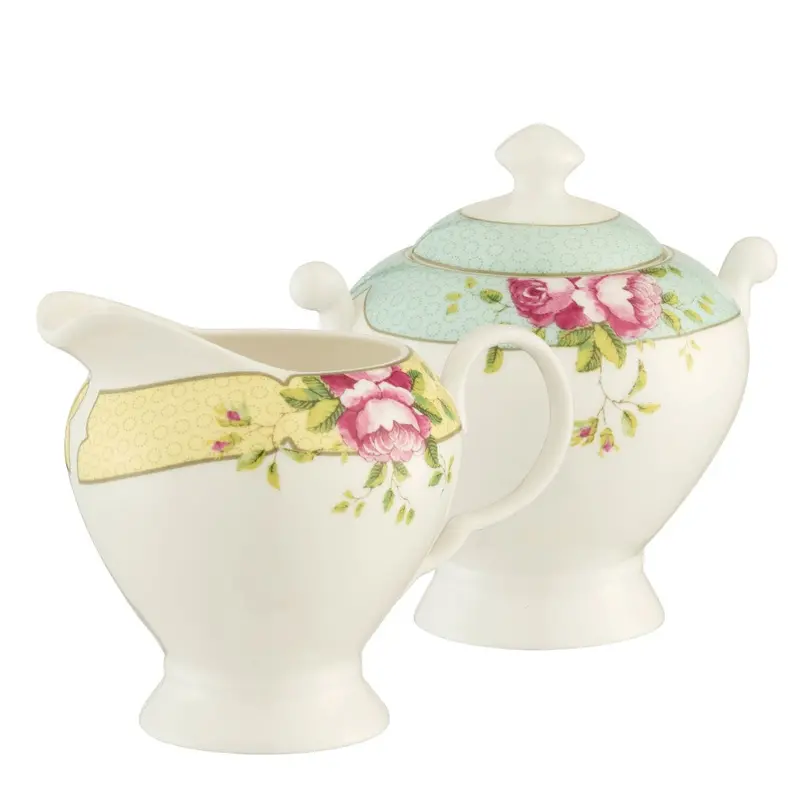 Aynsley Archive Rose Sugar And Creamer Set 1