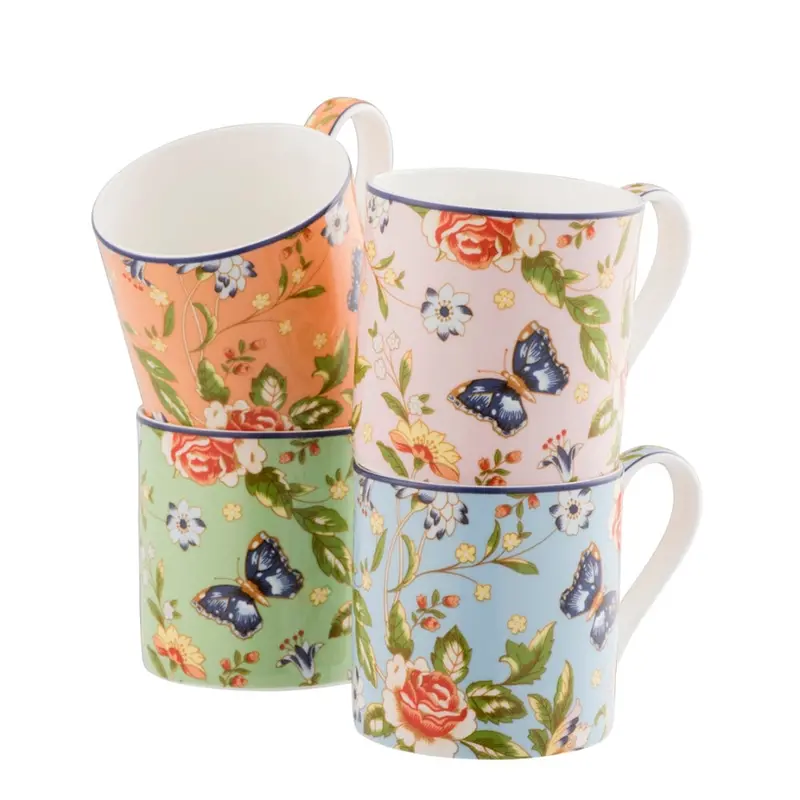 Aynsley Cottage Garden Windsor Mug Set – 4-Piece Floral Ceramic Collection 1