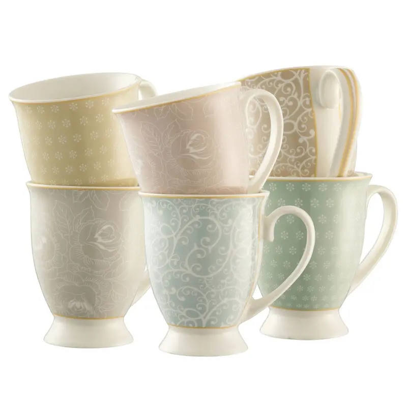 Aynsley Laurette Fine Bone China Mug Collection – 6-Piece Hat Box Set 1
