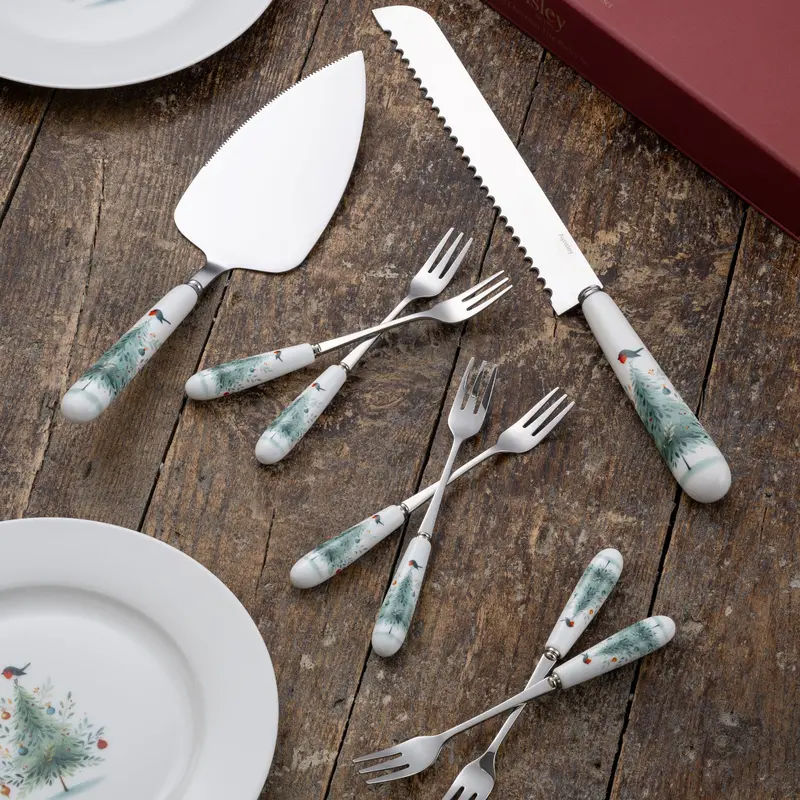 Aynsley Little Robin Pastry Serving Set – Holiday-Themed Baking & Dessert Collection 1