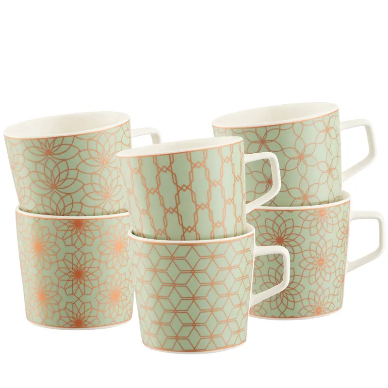 Aynsley Sage & Copper Ceramic Mug Set (6-Pack) 1