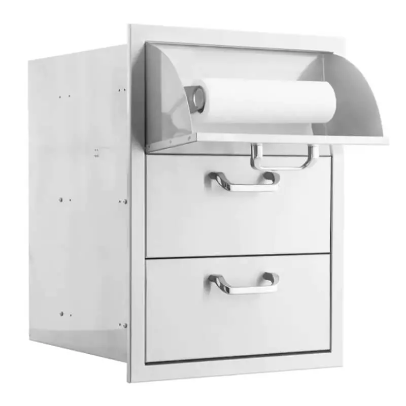 Bbq Generals Elite 16-Inch Triple-Drawer Cabinet With Built-In Paper Towel Holder 1