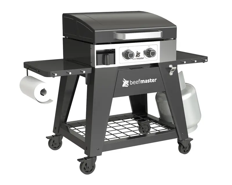 Beefmaster 2-Burner Flat-Top Grill With Hood Cover 1