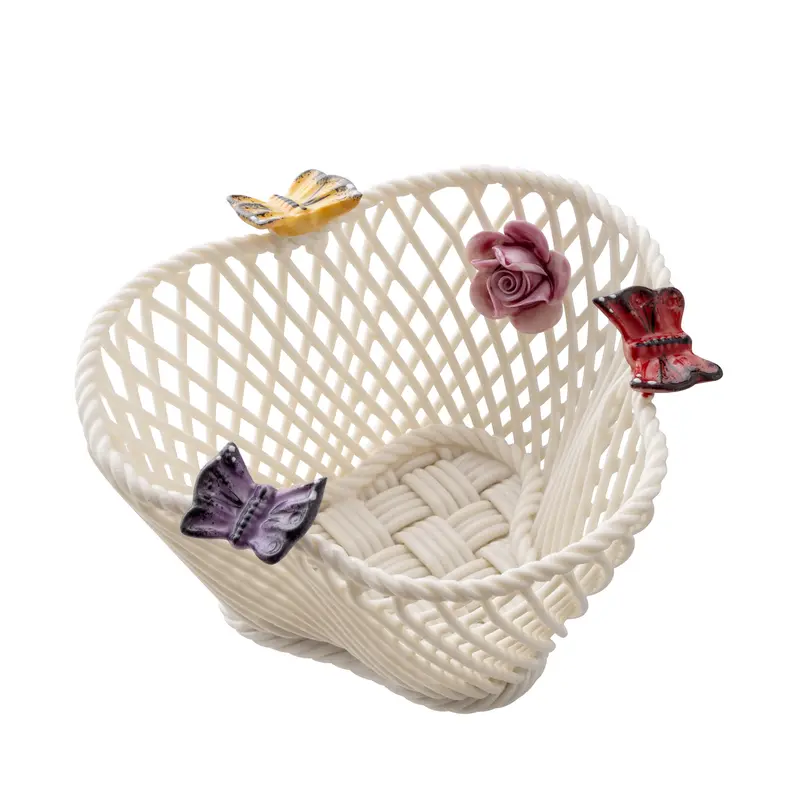 Belleek Butterfly Basket – Vibrant Hand-Colored Porcelain Wall Hanging 1