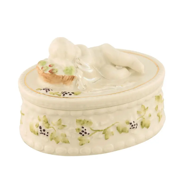 Belleek Cherub Trinket Box – Delicate Porcelain Jewelry Or Keepsake Container 1