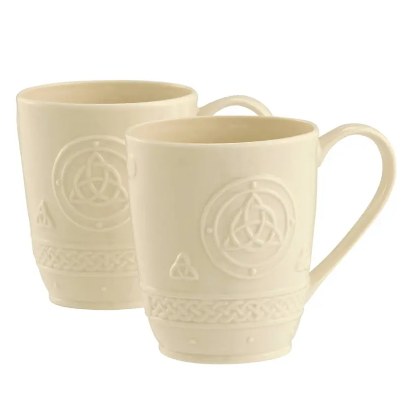 Belleek Classic Celtic Mug Pair – 10Oz Traditional Irish Design 1