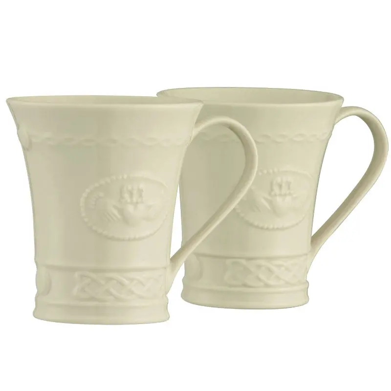 Belleek Classic Claddagh Mug Pair – 10Oz Handmade Irish Ceramic Mugs 1