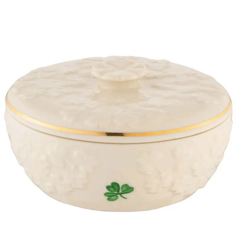 Belleek Classic Field Of Shamrocks Decorative Trinket Box 1