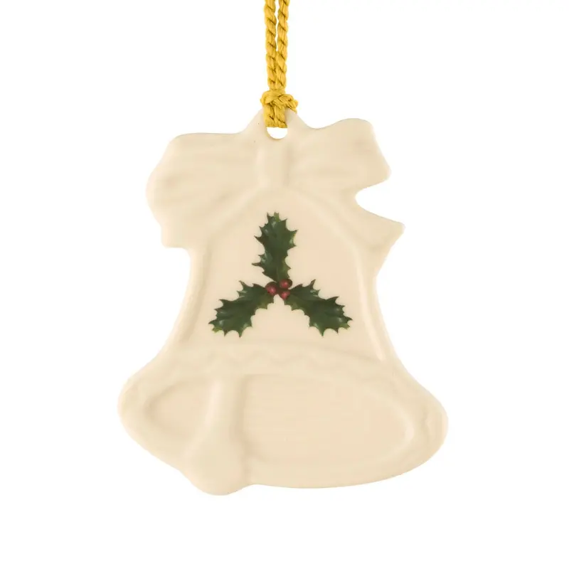 Belleek Classic Holly-Themed Bell Ornament 1