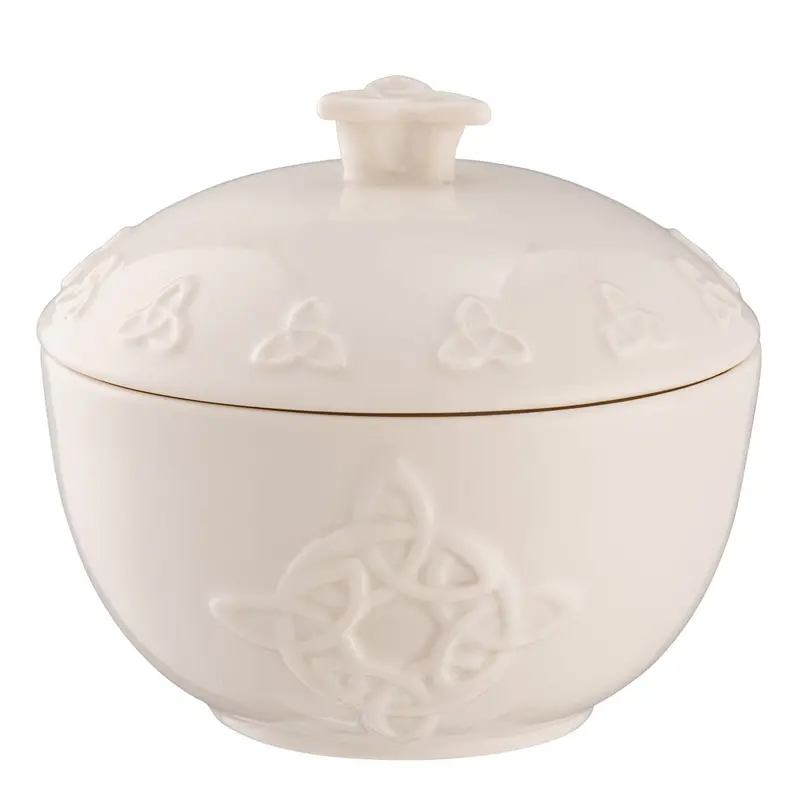 Belleek Classic Trinity Knot Covered Sugar Bowl 1
