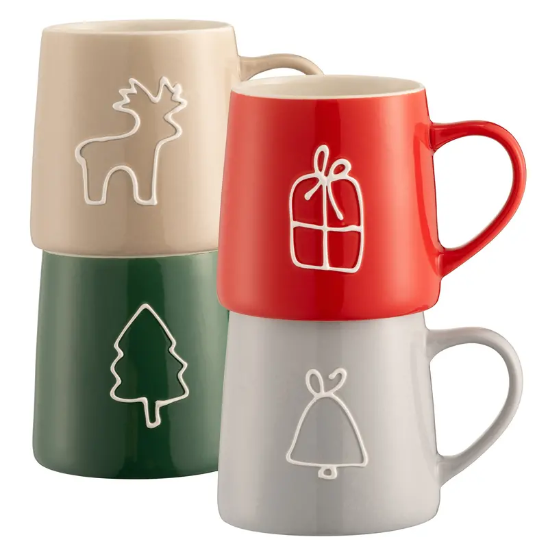 Belleek Living Christmas Doodles Mug Set – 4-Piece Illustrated Holiday Ceramic Collection 1