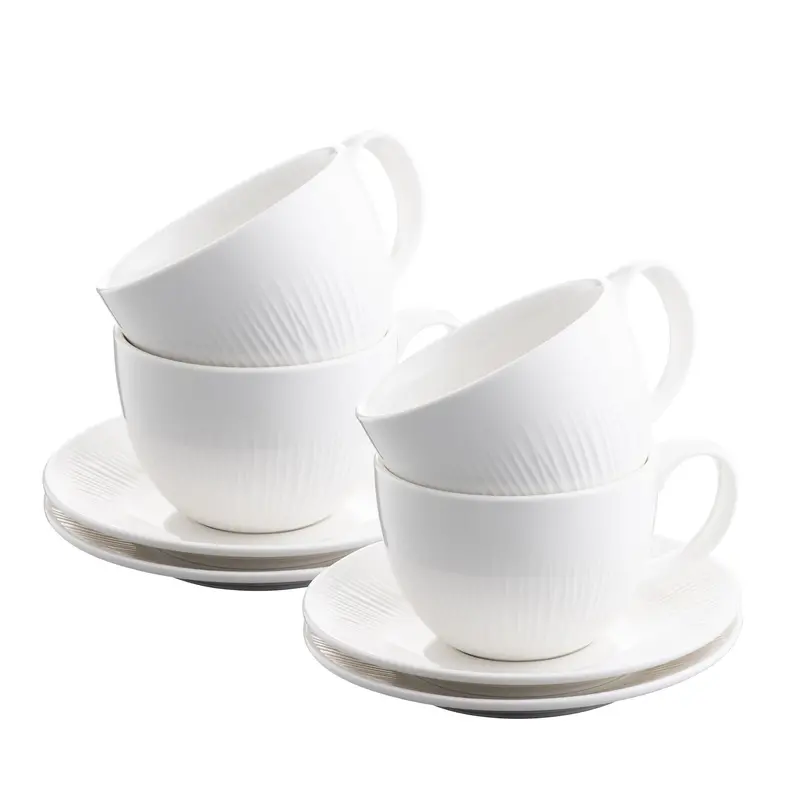 Belleek Living Erne Cappuccino Cup And Saucer Set – 4-Piece Premium Ceramic Coffee Service 1