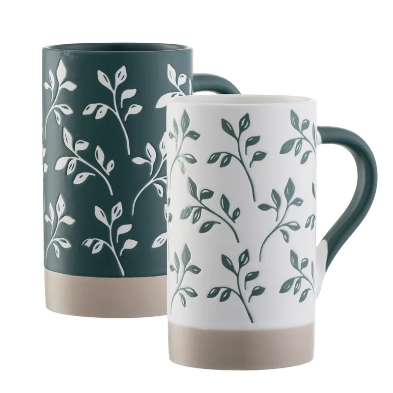 Belleek Living Flora Tall Ceramic Mug Set – 2-Piece Botanical-Inspired Drinkware 1