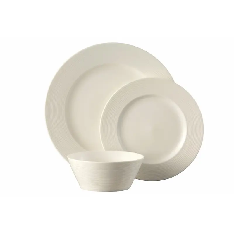 Belleek Living Ripple 12-Piece Dinnerware Set – Contemporary Ceramic Table Set 1
