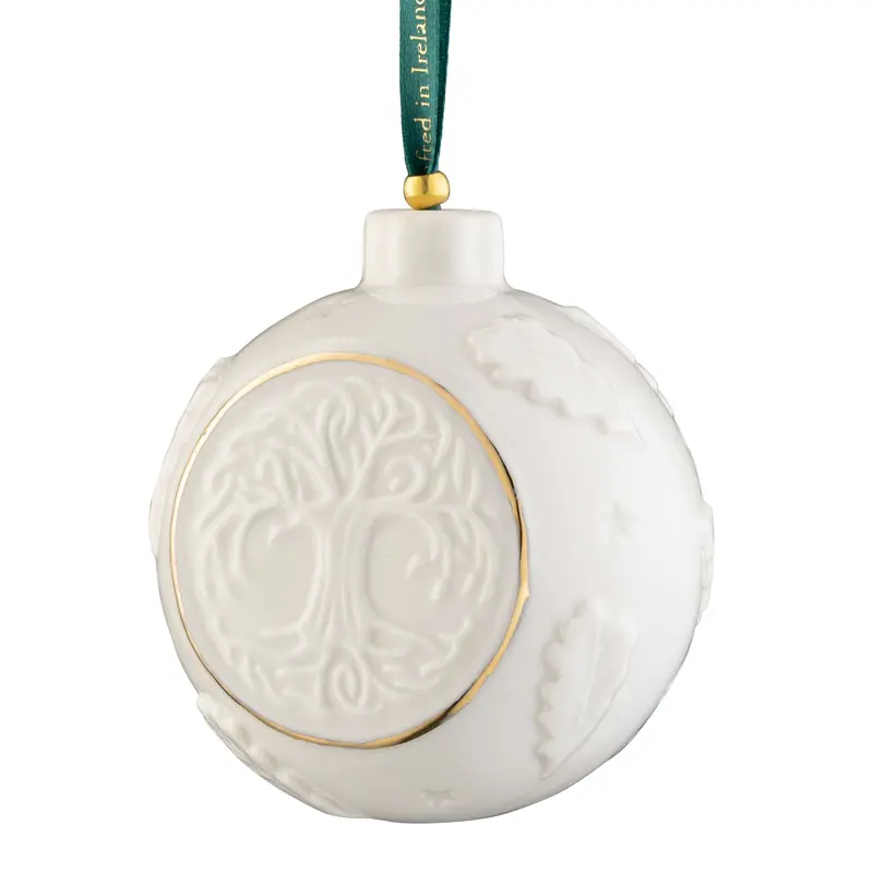 Belleek Tree Of Life Christmas Bauble – Intricate Celtic Motif Ornament 1