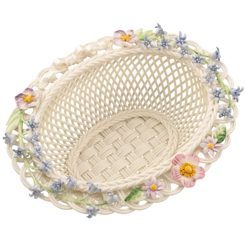 Belleek Woodland Ribbon Basket – Handcrafted Porcelain Collection 1