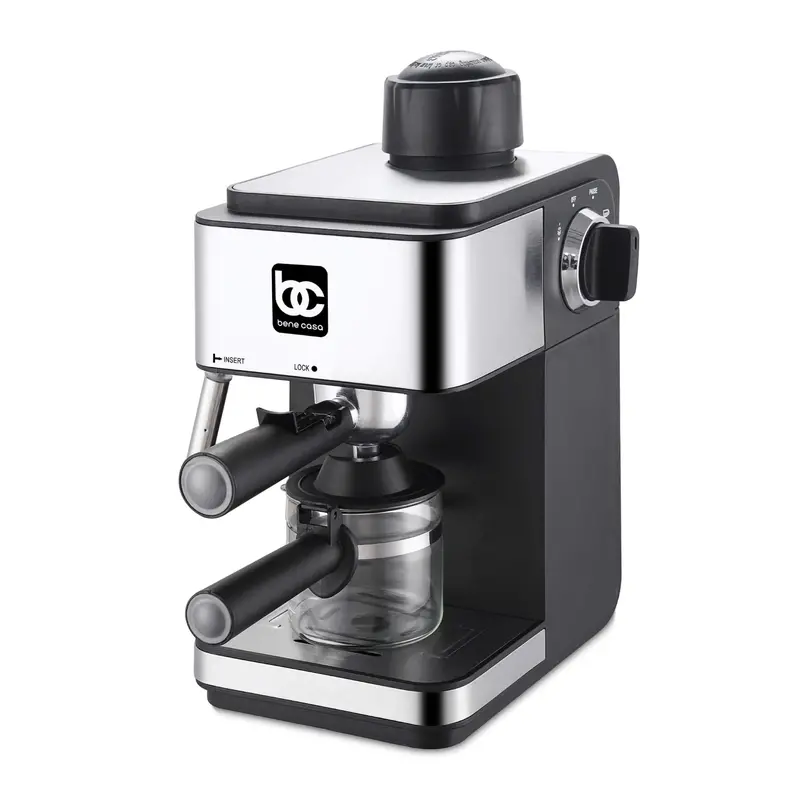 Bene Casa 4-Cup Espresso Maker With Integrated Milk Frother – Stovetop Design 1