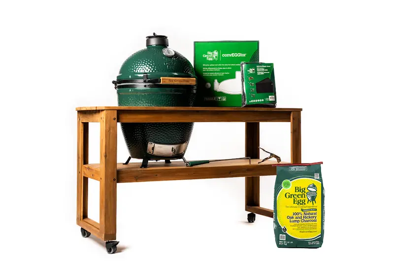 Big Green Egg Large Grill Bundle With Acacia Hardwood Table 1