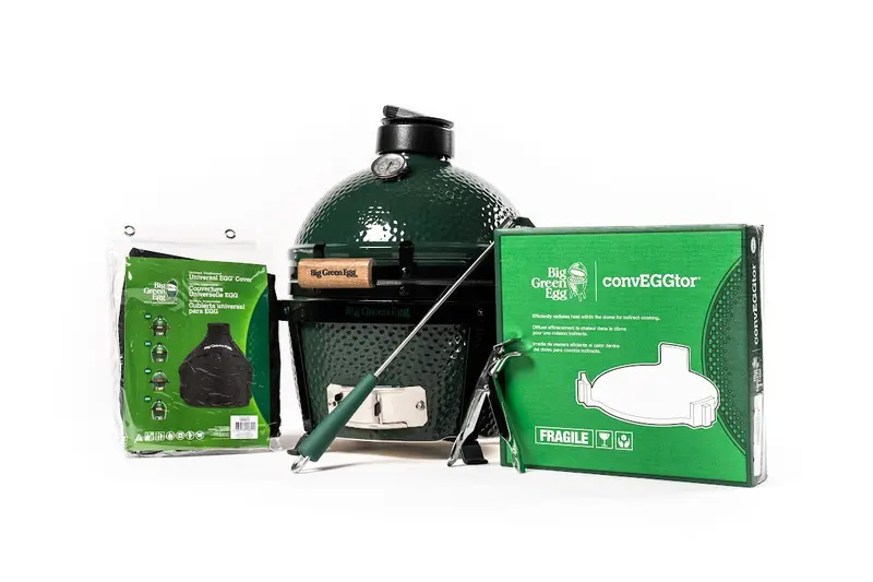Big Green Egg Mini Max Grill Bundle With Table Stand, Conveggtor, Ash Tool, Cover & Charcoal 1