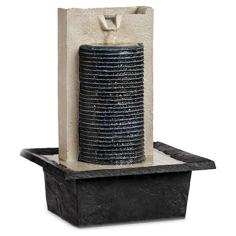 Black-And-Grey Resin Tabletop Fountain – Modern Indoor Decor Accent 1