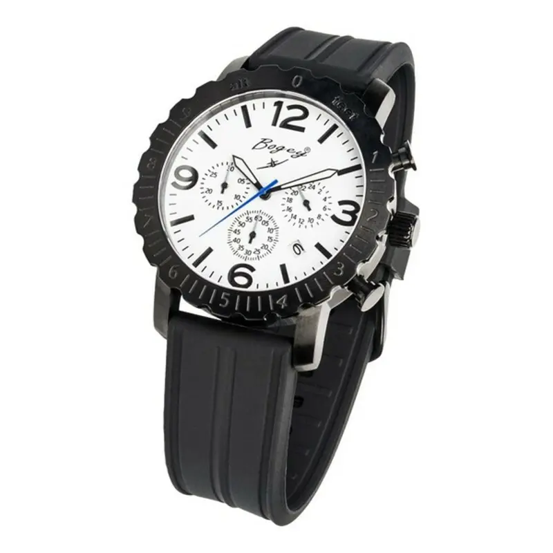 Bogey Bsfs006Wbbk Men'S Watch – White Dial, Black Band, 44Mm 1