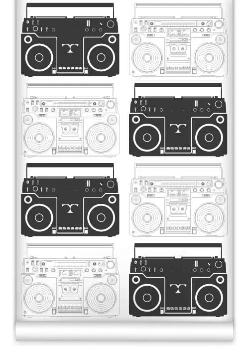 Boom Box Design Wallpaper Roll (61.5 Cm × 10 M) 1