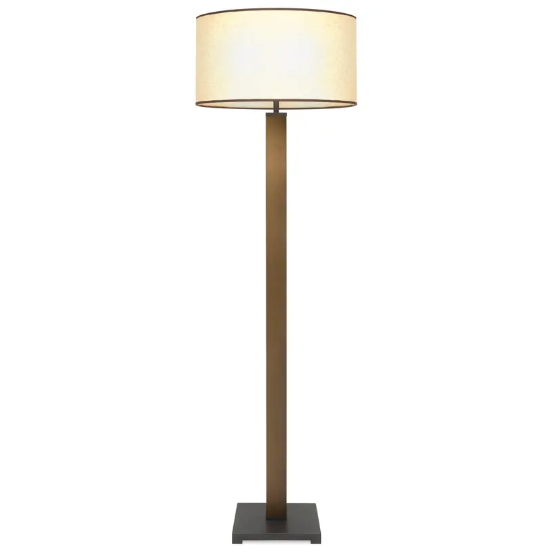 Bronze Column Floor Lamp With Square Base And Adjustable Shade 1