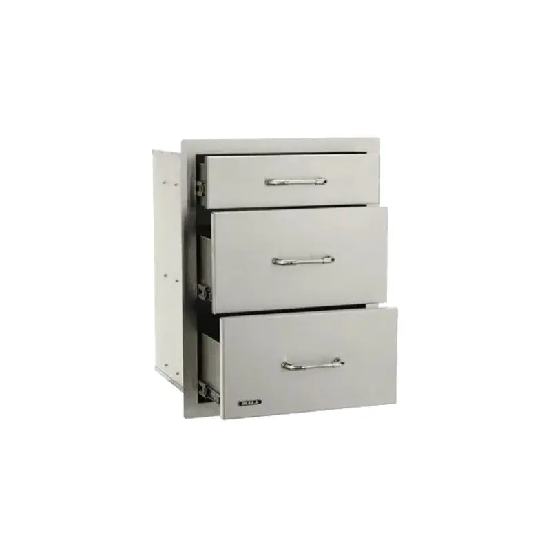 Bull 21-Inch Triple-Access Stainless Steel Outdoor Drawer With Reveal Edge 1
