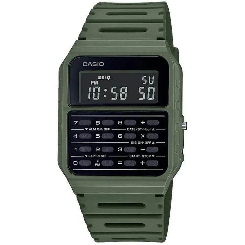 Casio Calculator Watch – Unisex Digital Timepiece With Black & Green Accents 1